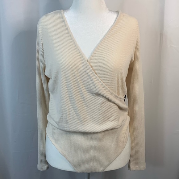 Express Cream Knit Sweater Bodysuit- NWT - Picture 1 of 14